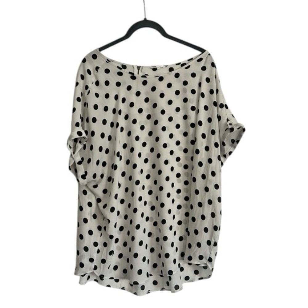 Maurices | Polka Dot Zipper Back Blouse | Black & White | 2X